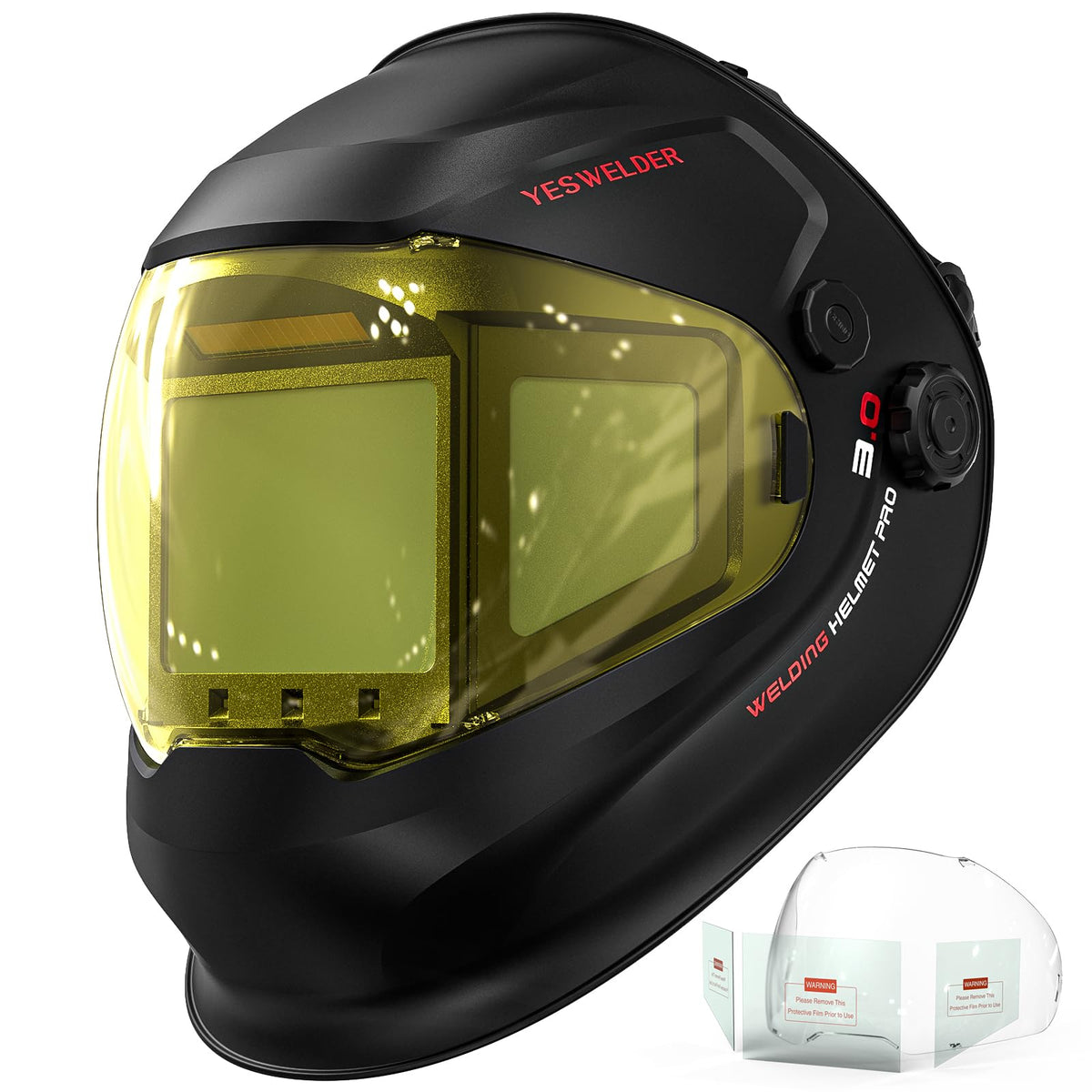 YESWELDER Intelligent Auto-Adjustment helmet demonstrates adaptive shade for safer welding.