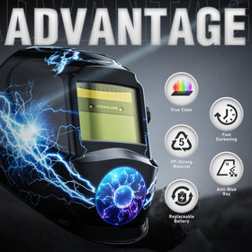 YESWELDER helmet side view highlighting adjustable headgear for comfort.