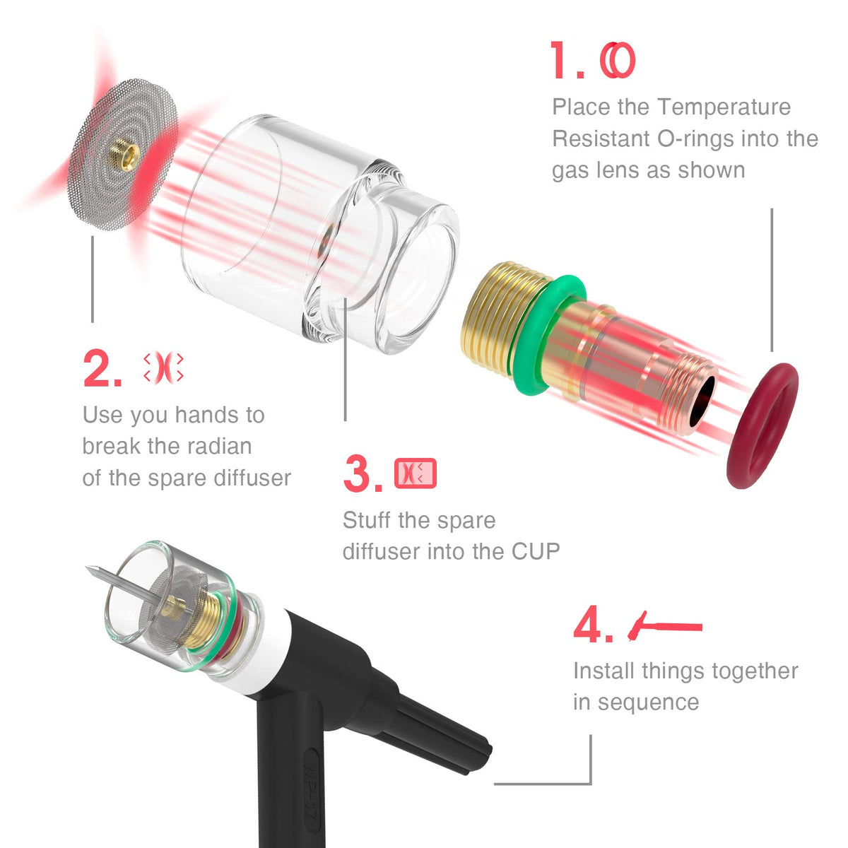 YESWELDER insulating rings pack protects connections during welding.