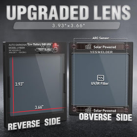 YESWELDER Controls close up displaying auto darkening settings