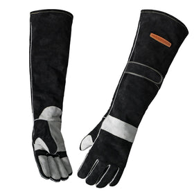 YESWELDER leather forge gloves provide forearm protection during welding.