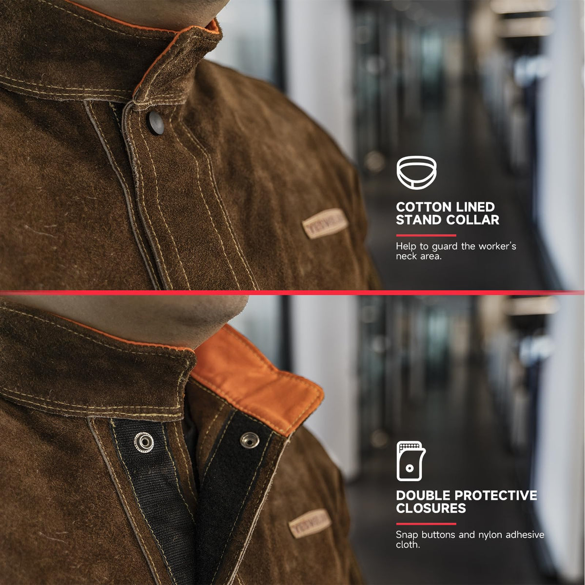 YESWELDER Leather Welding Jacket flame-resistant leather for durable protection.