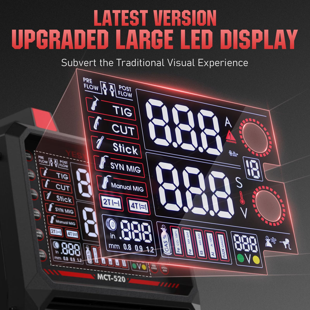 YESWELDER MCT-520 MIG setup with spool gun compatibility enables aluminum projects.