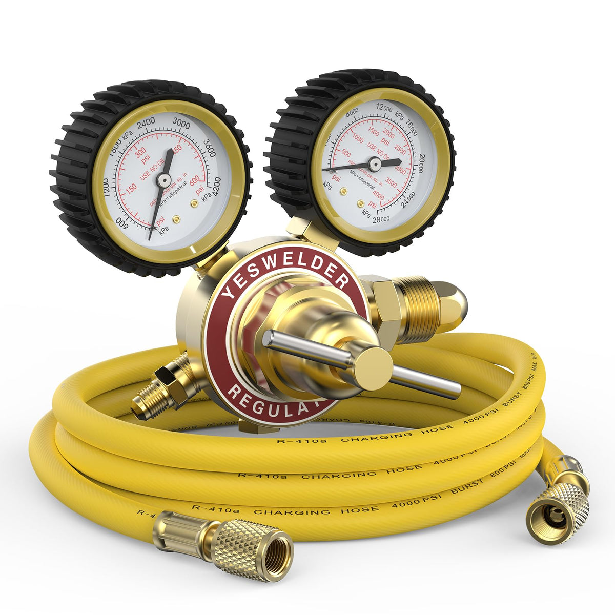 YESWELDER nitrogen regulator front view with easy adjustment handle for precise control.