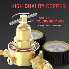 YESWELDER regulator with attached hose ready for safe setup in testing tasks.