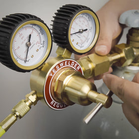 YESWELDER regulator in use during brazing and soldering demonstrates practicality.