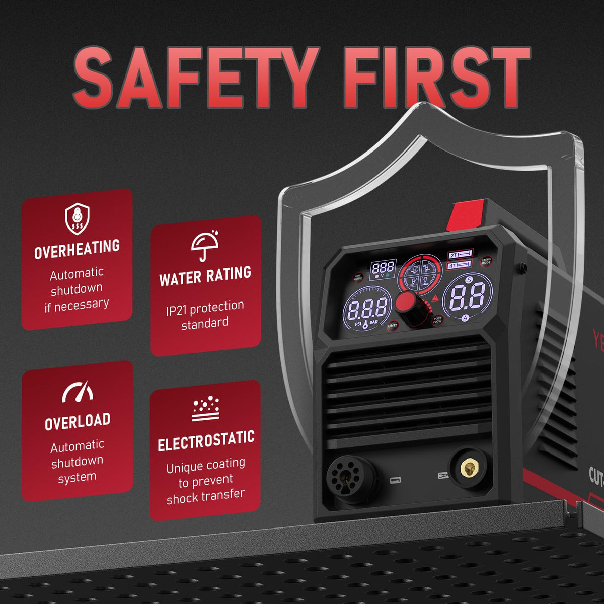 YesWelder CUT-65DS PLUS IP21 protection on rugged cabinet