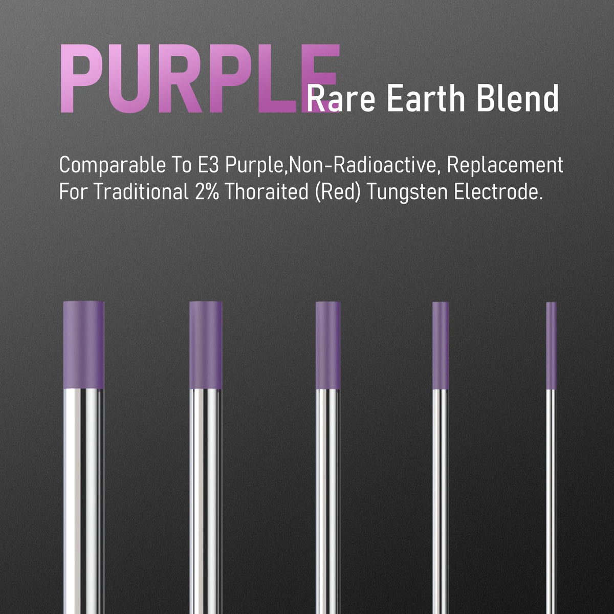 YESWELDER purple-rare-earth blend for stable arc and non-radioactive performance.