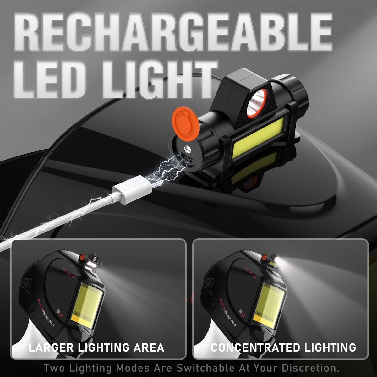 Removable YESWELDER LED light attachment for illumination in dark spaces