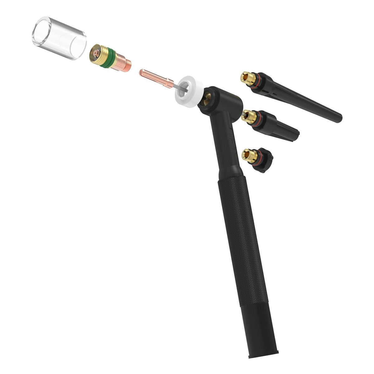 YESWELDER ten glass cup TIG torch closeup emphasizes precise flame control.