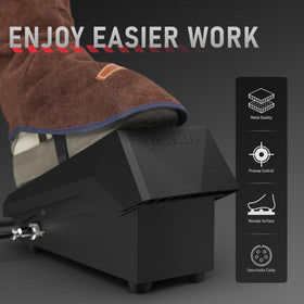 YESWELDER TIG foot pedal side view highlights slim profile for comfortable foot operation.
