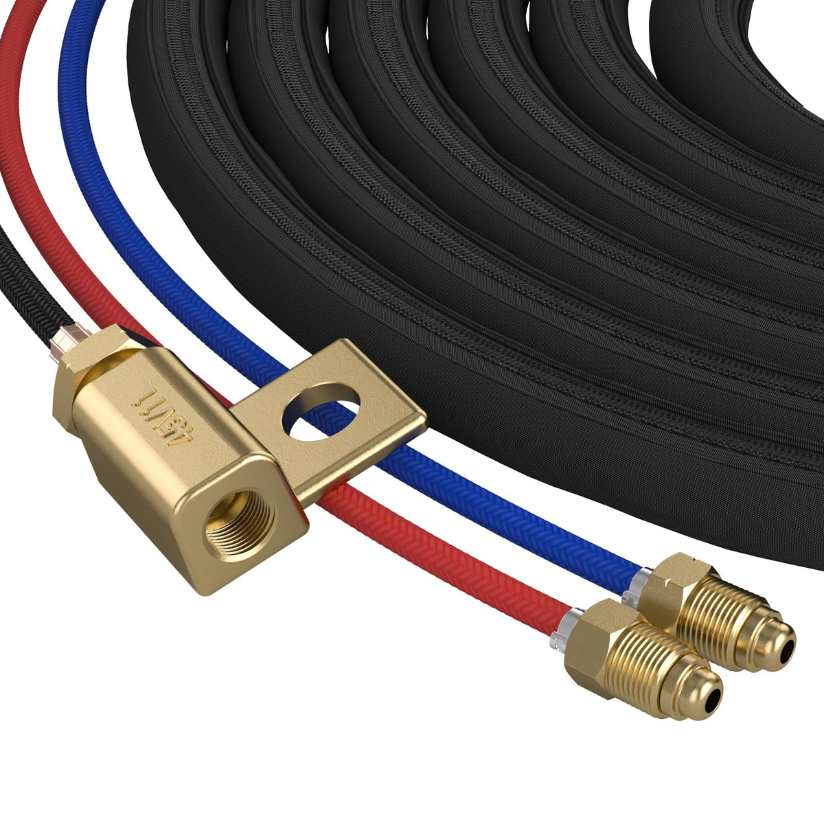 YESWELDER TIG torch shows gas and water connection points