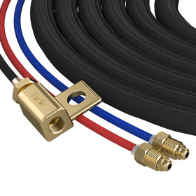 YESWELDER TIG torch shows gas and water connection points