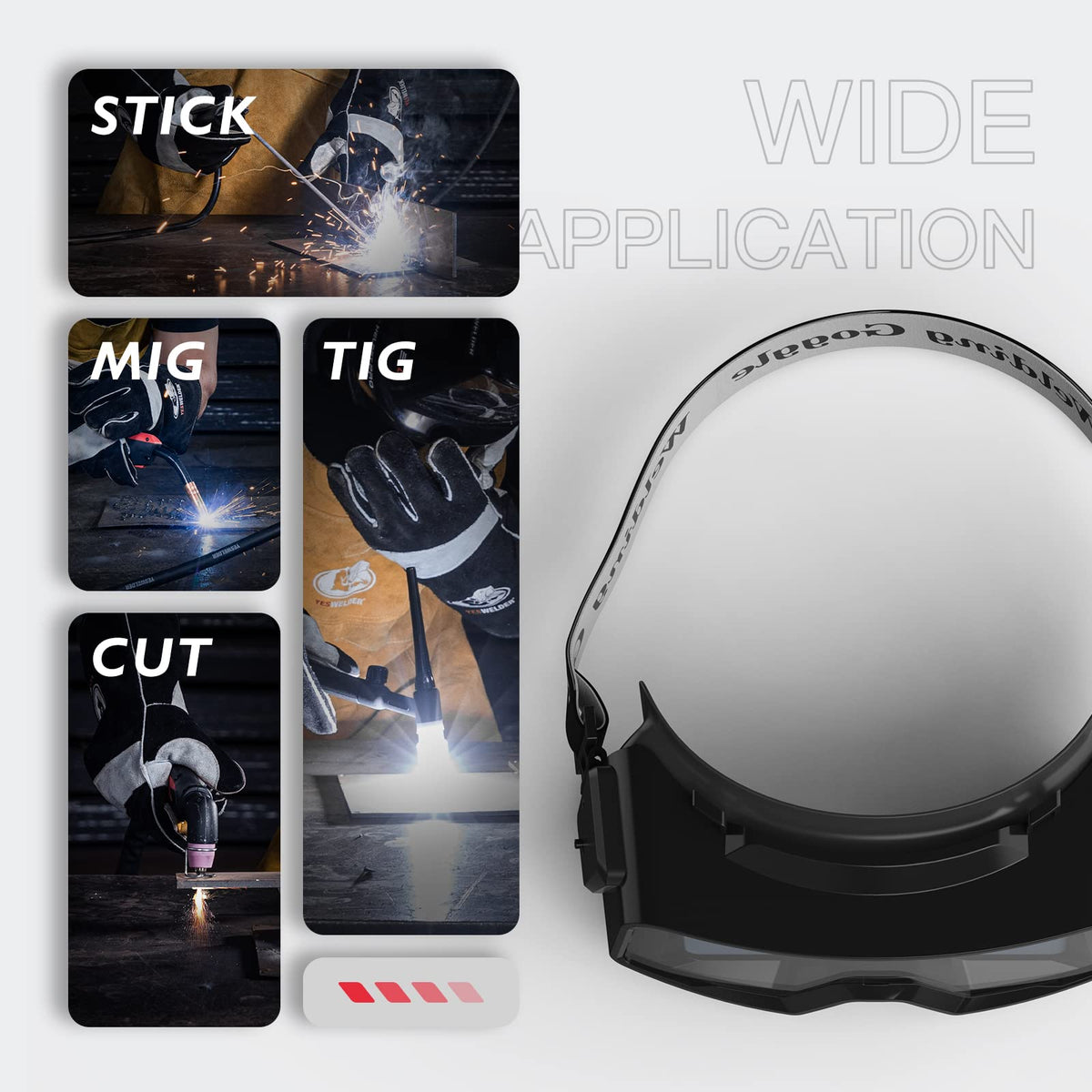 YESWELDER True Color compatibility with hard hats for added flexibility on-site.