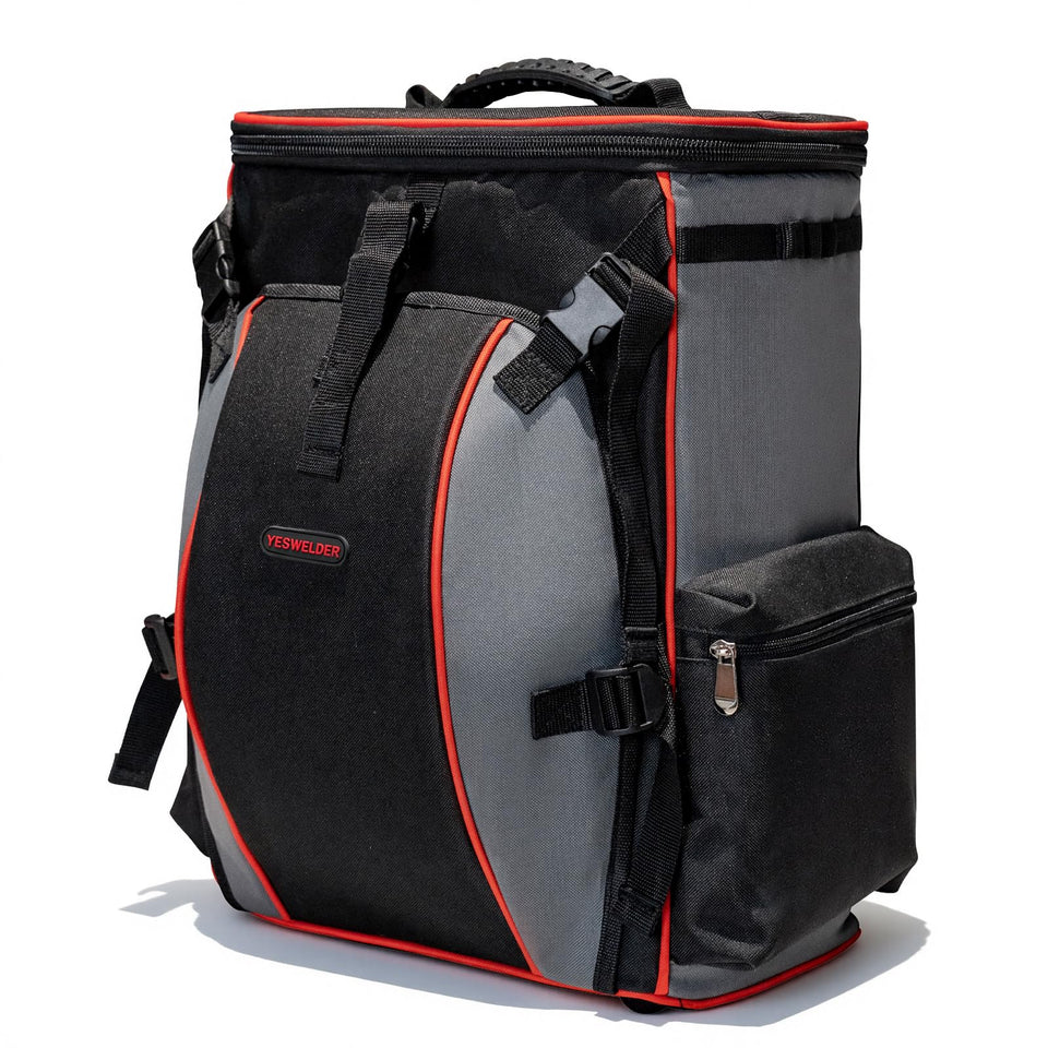 YesWelder welding backpack with helmet catch keeps your helmet within reach on the job.