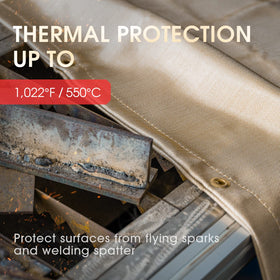 YESWELDER blanket features brass grommets for secure hanging and easy setup.