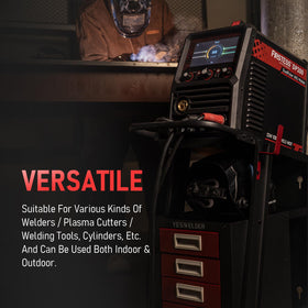 YESWELDER welding cart cylinder slots secure gas tanks safely.