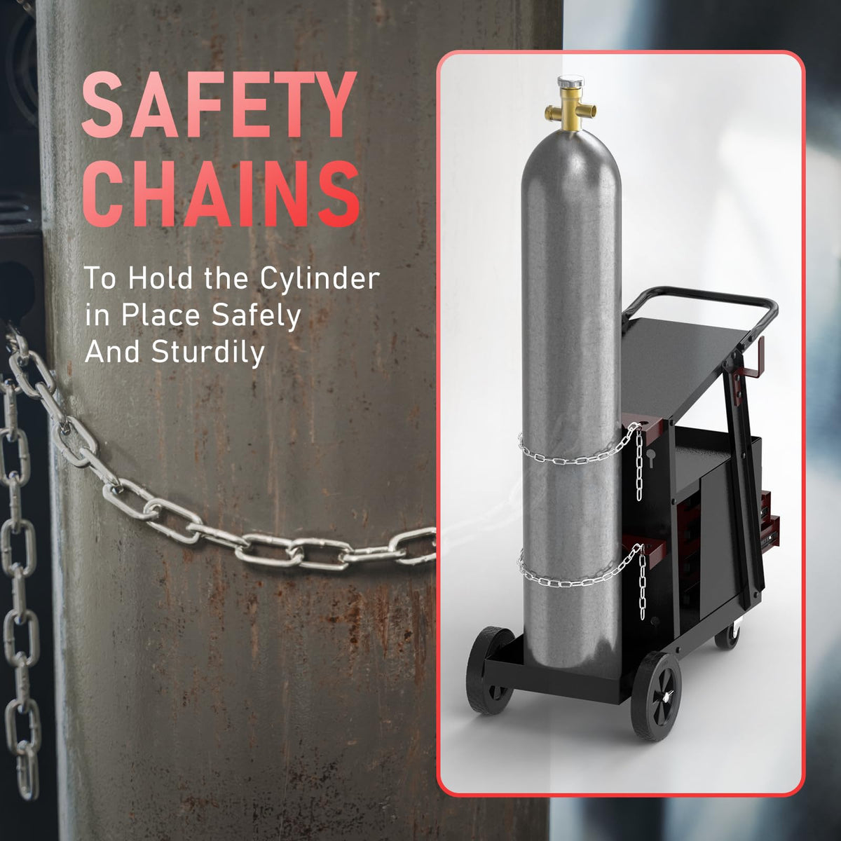 YESWELDER welding cart sturdy frame supports heavy welding equipment.