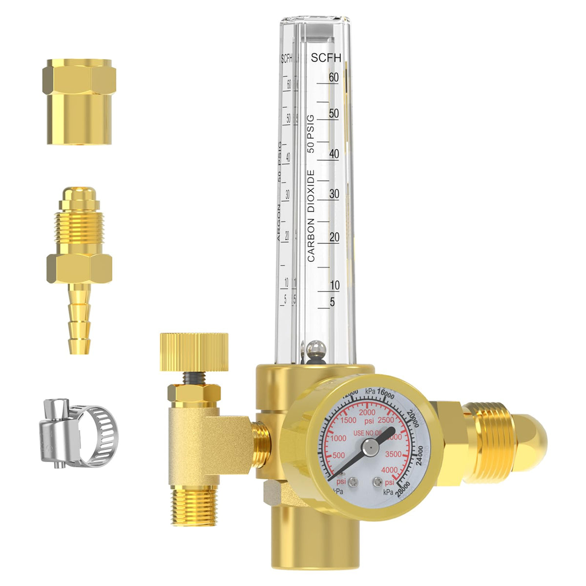 YESWELDER welding gas regulator front view highlighting compact all-in-one design and ease of use.