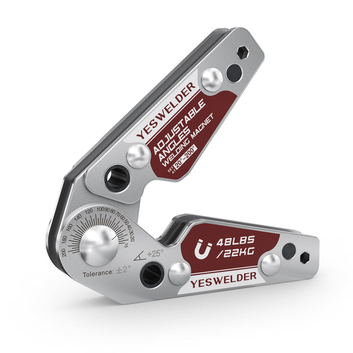 YESWELDER adjustable angle welding magnet securely holds at 20–200° for precise placement