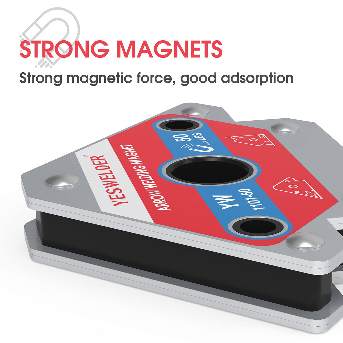 YesWelder welding magnet angles 45, 90, and 135 degrees for precise alignment