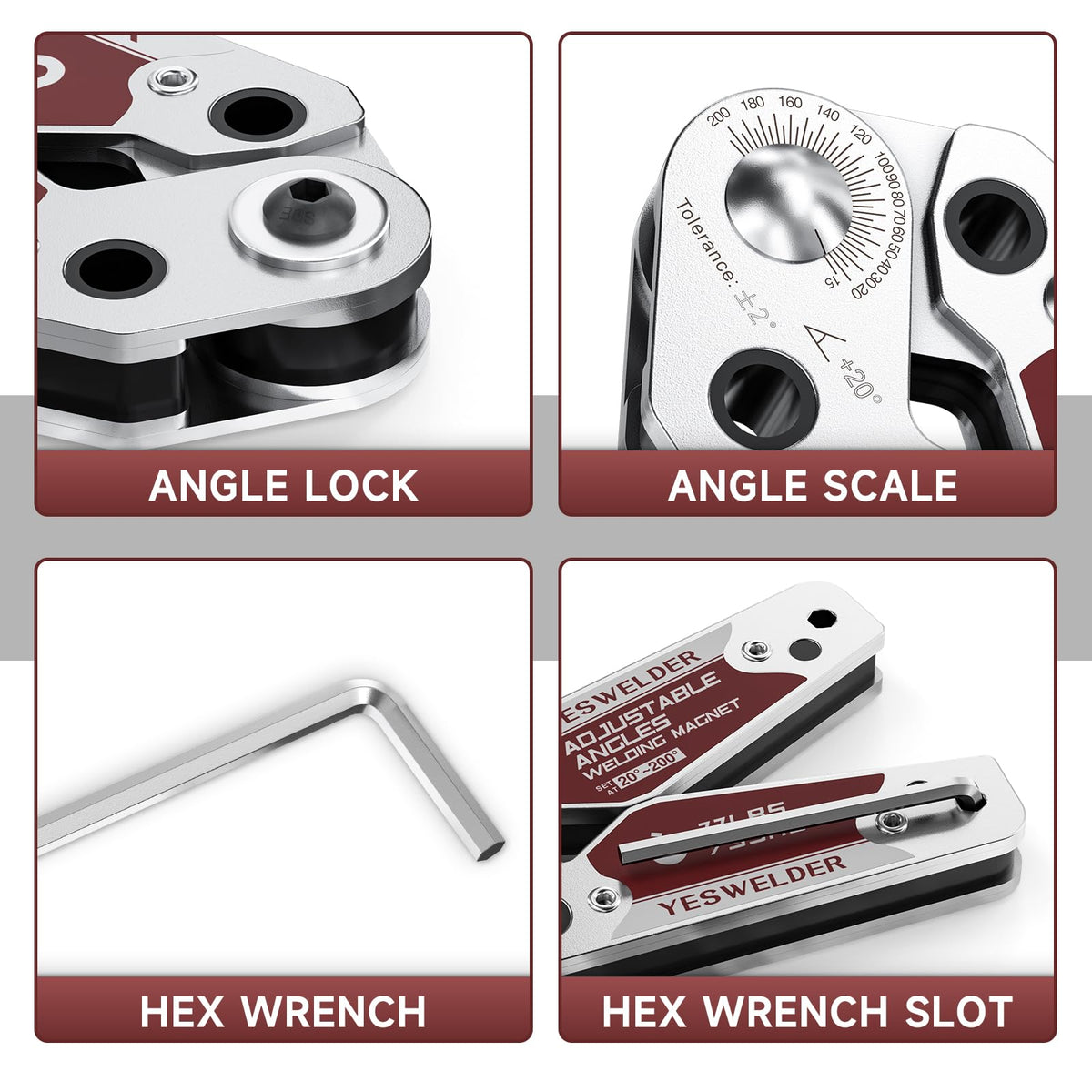 YesWELDER welding magnet showing a clear scale for accurate angle positioning.