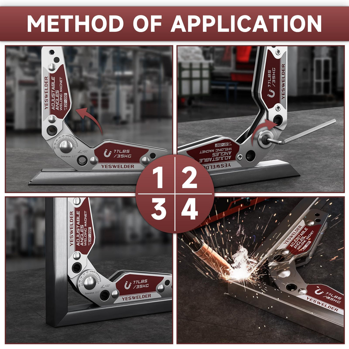 YesWELDER hex wrench included for locking angles on the magnet.