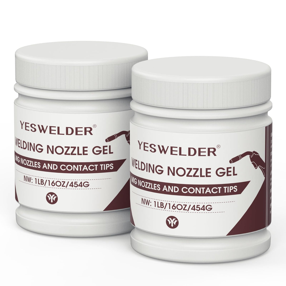 YESWELDER welding nozzle gel bottle close-up showing anti-splatter protection for MIG welding