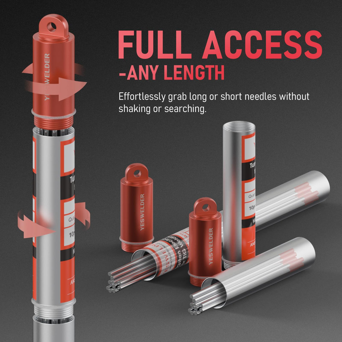 YesWelder WT20/EWTh-2 red-tip electrode in 3-32in by 7in size