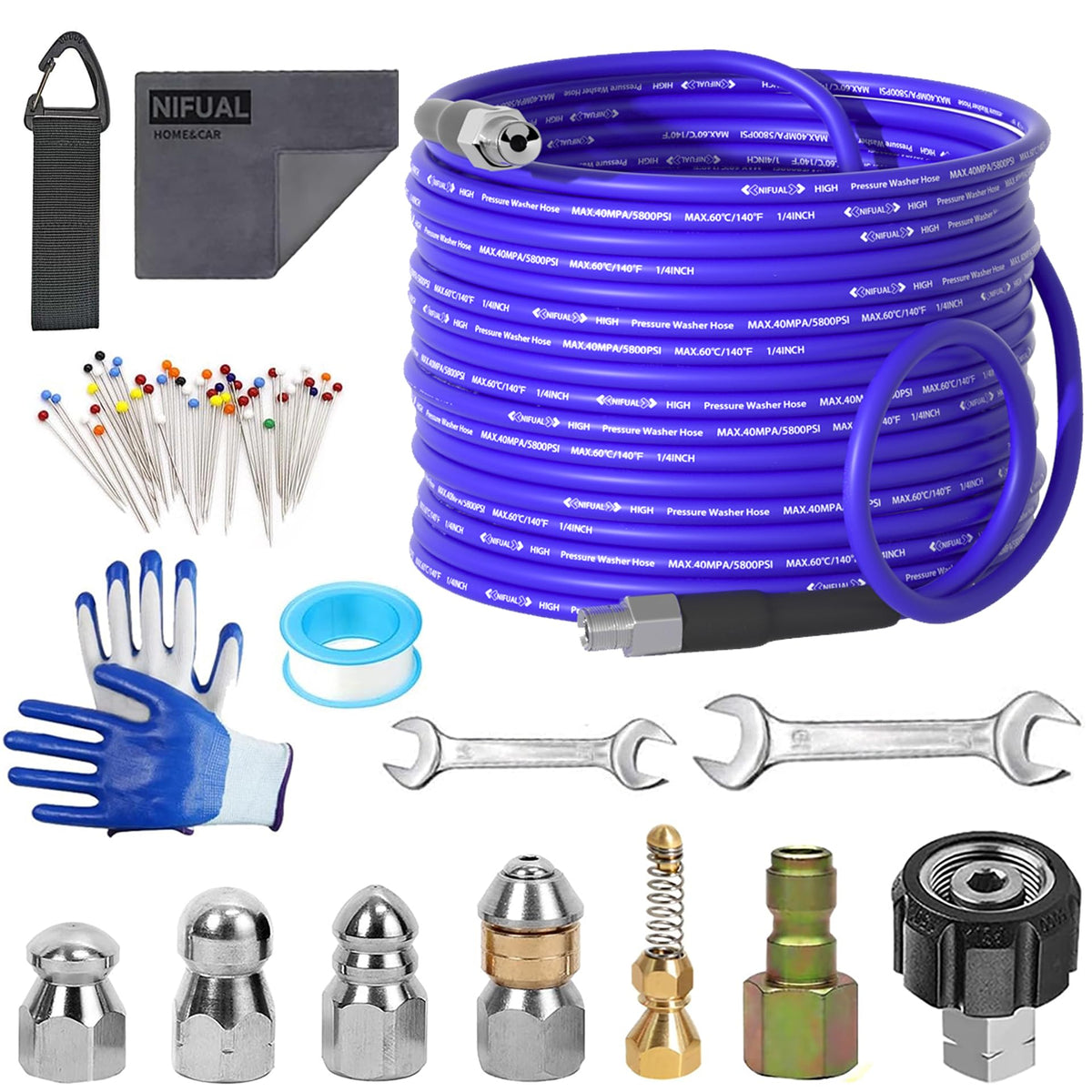 Yetianical NIFUAL 100ft sewer jetter hose for high-pressure clog clearance
