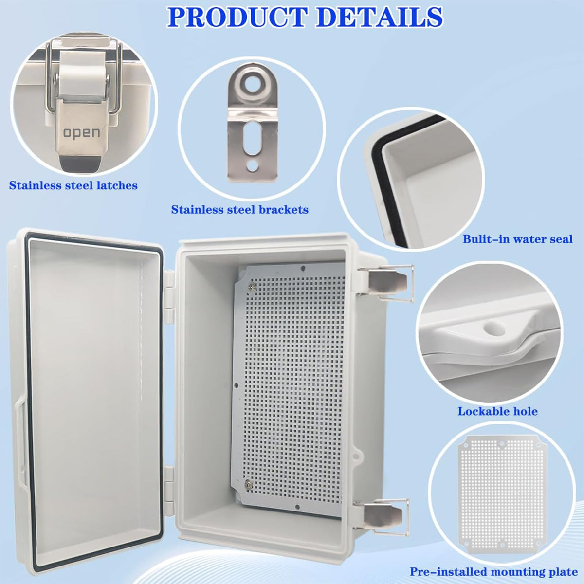 YETLEBOX stainless steel latches close-up highlighting durable outdoor sealing