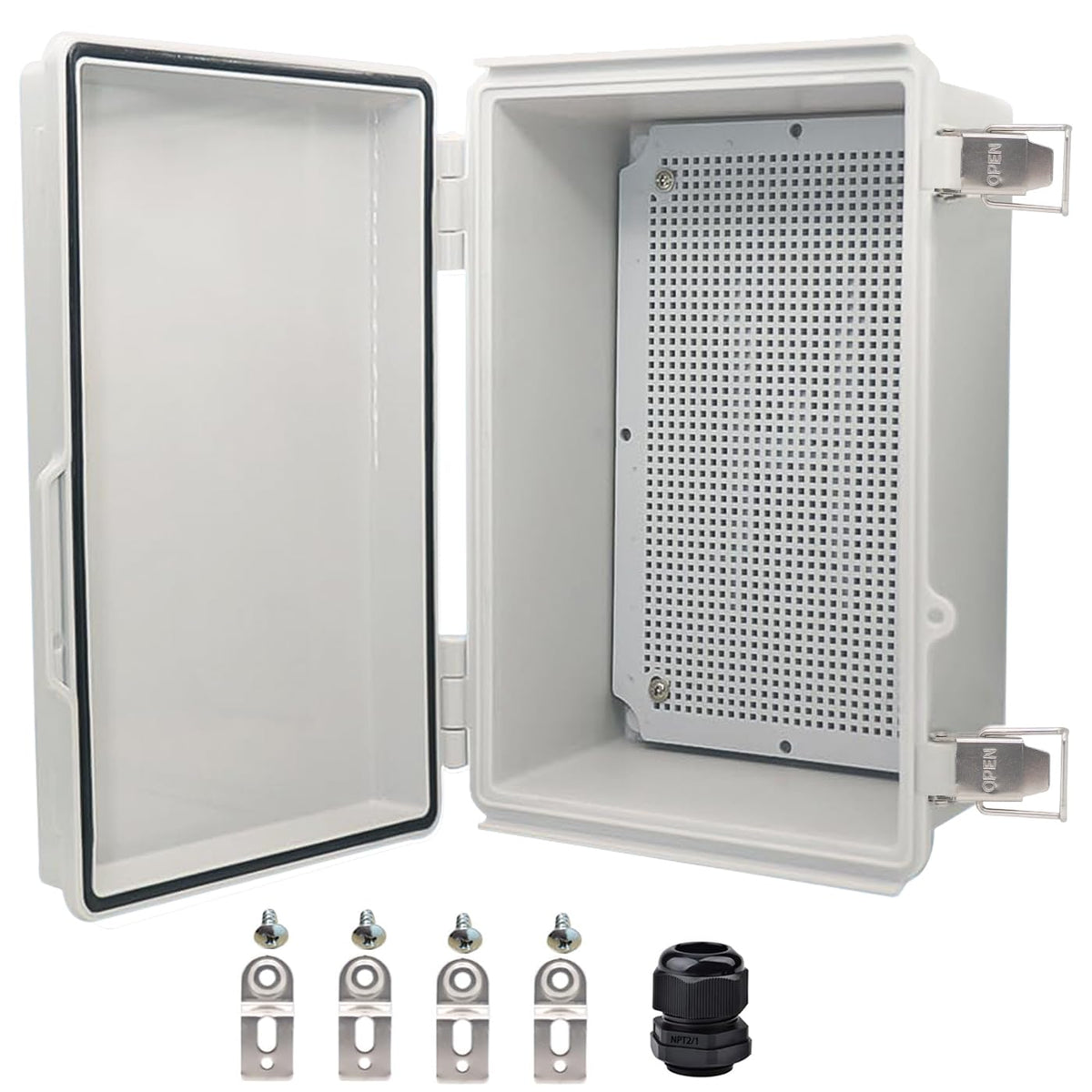YETLEBOX waterproof box front view, IP67 protection for outdoor use