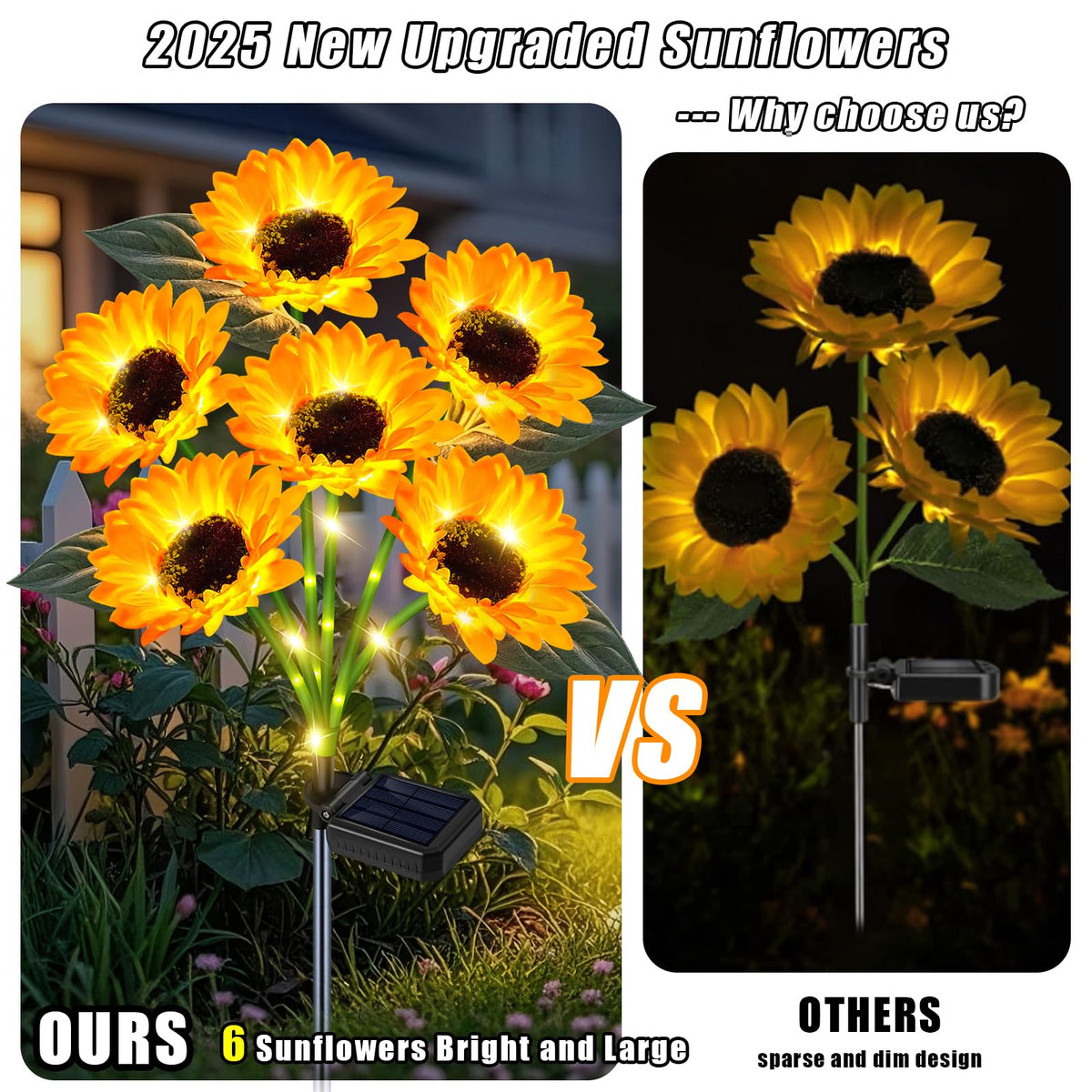 Yeuago solar sunflower light is easy to place in soil with no wiring.