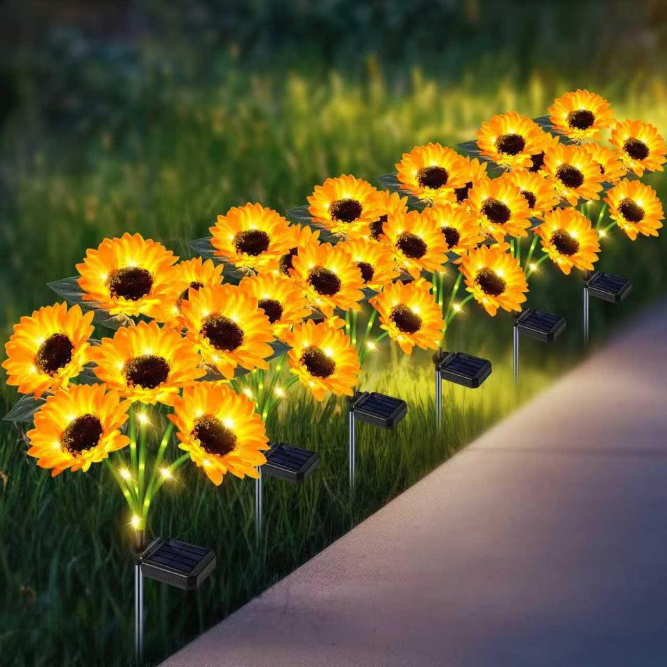 Yeuago solar sunflower light brightens outdoor patio with a realistic bloom.