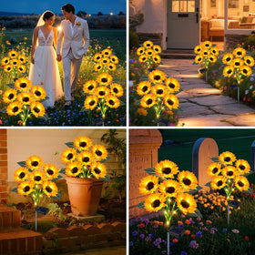 Yeuago garden path sunflower lights brighten borders and walkways