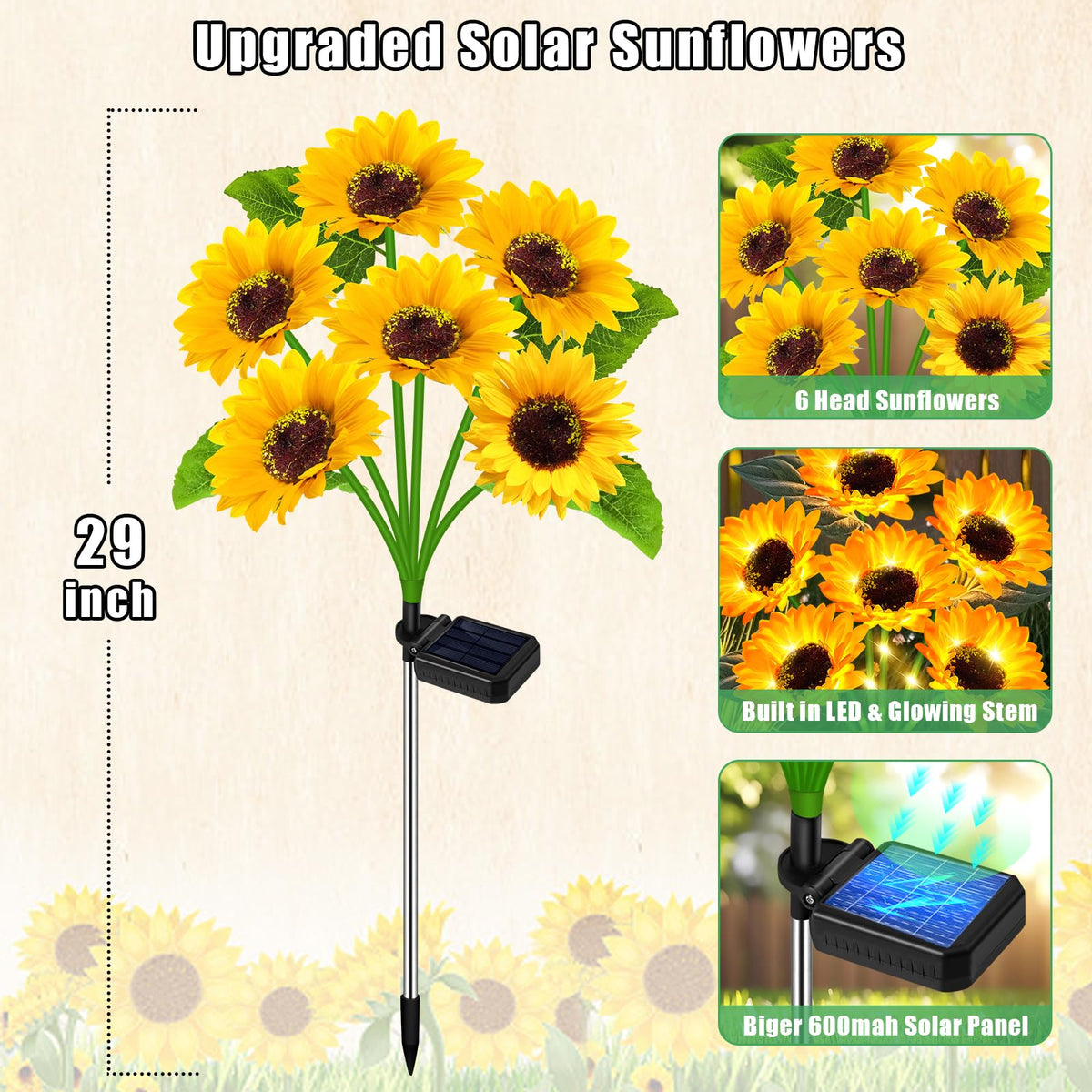 Yeuago Sunflower Lights IP65 waterproof design endures rain and snow