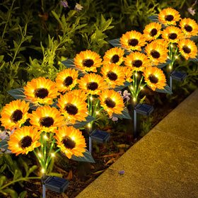 Yeuago Solar Sunflower Lights outdoor 4-pack illuminating paths with cheerful garden flair