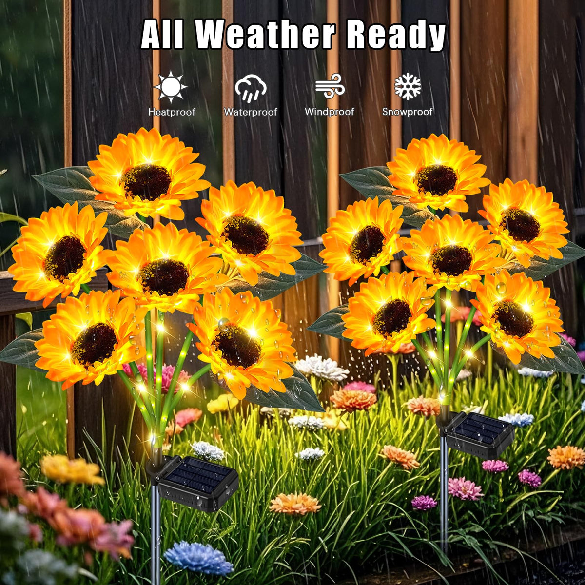Yeuago Solar Sunflower Lights realistic petals add color to your yard after dark