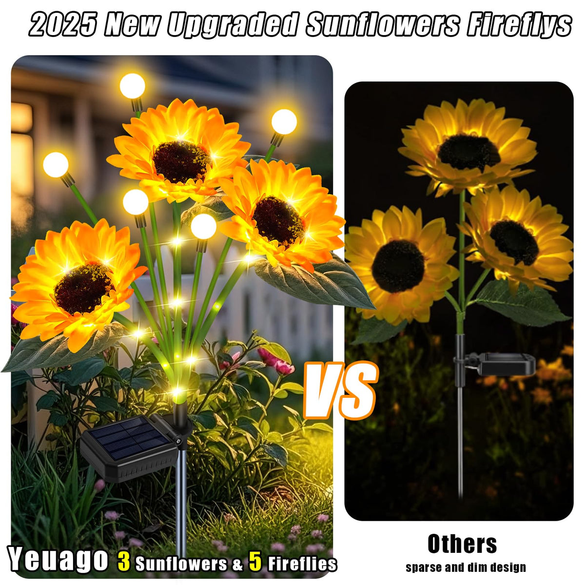 yeuago sunflower lights line garden borders to illuminate walkways