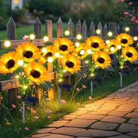 yeuago sunflower solar lights with firefly twinkle lighting magical garden nights
