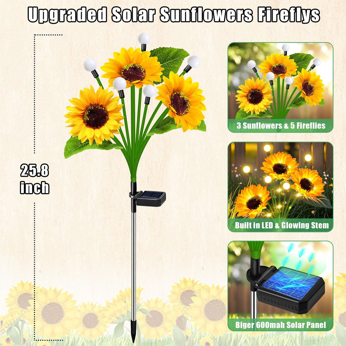 yeuago sunflower stake installation kit that snaps into place along paths