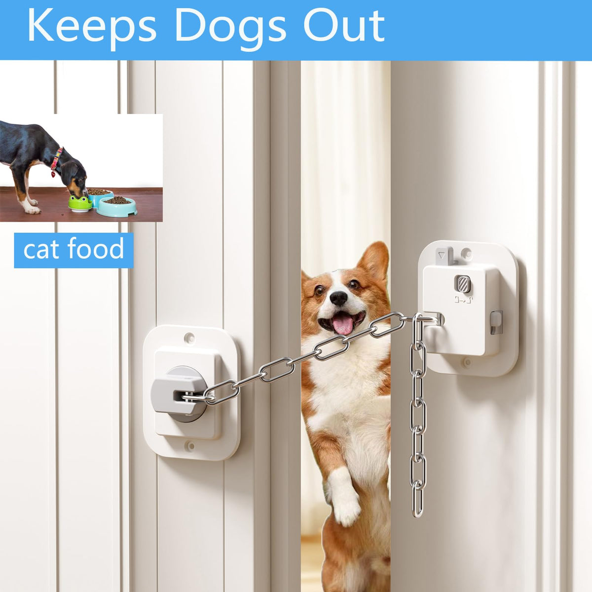 YEYA door prop in use keeps door cracked for cat access.