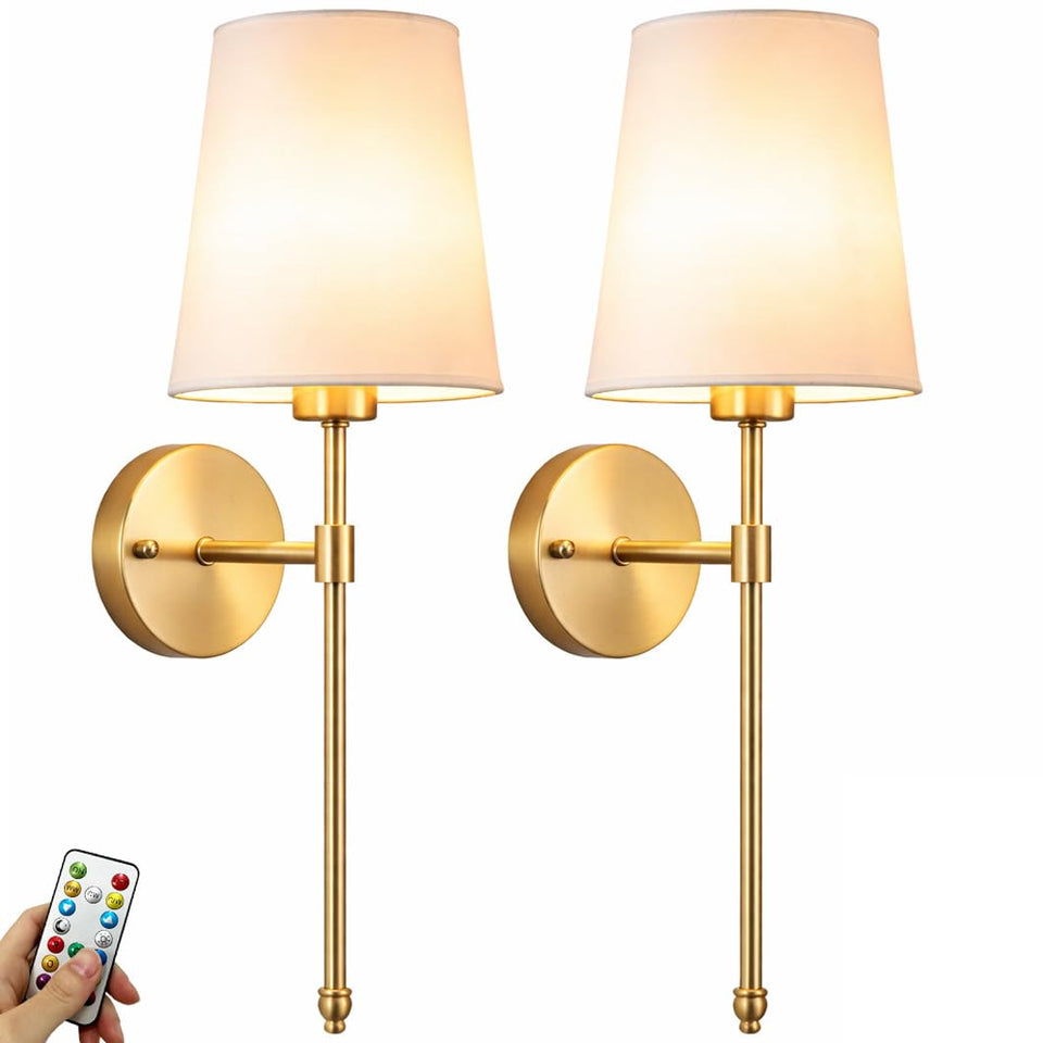 YHCDLAMP battery wall sconces set of 2 in brass finish ideal for ambient hallway lighting