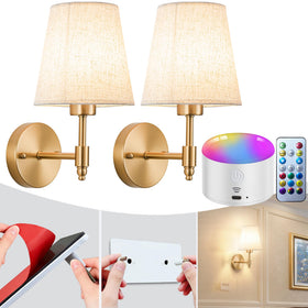 YHCDLAMP peel-stick sconce on wall provides quick, cordless mood lighting.