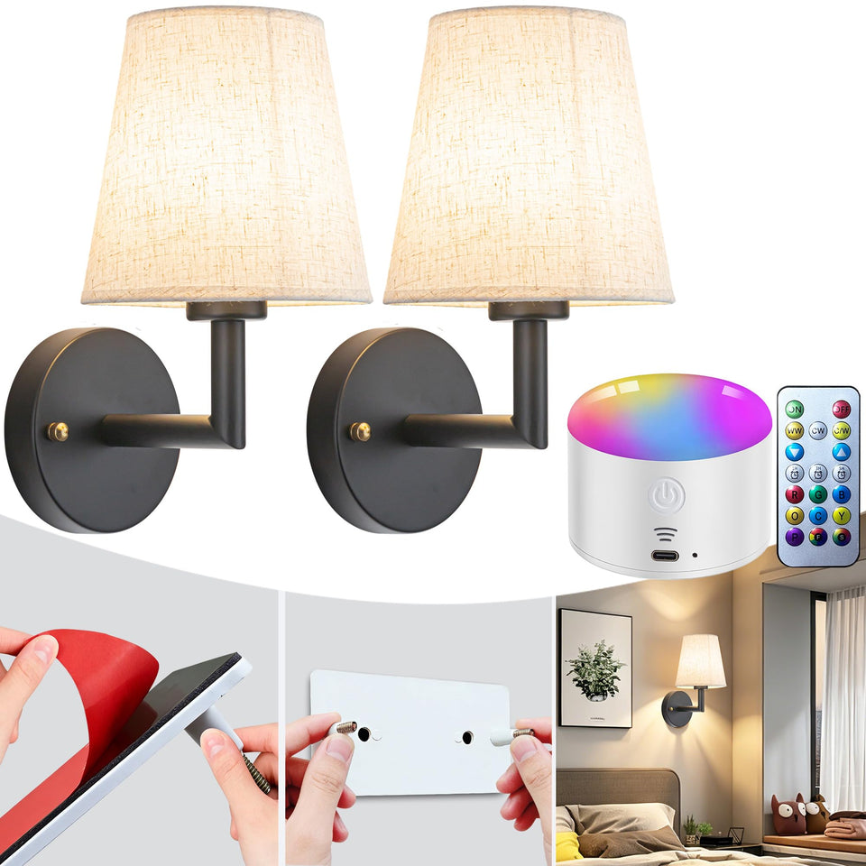 YHCDLAMP peel-and-stick wall sconce with drill-free installation for any room