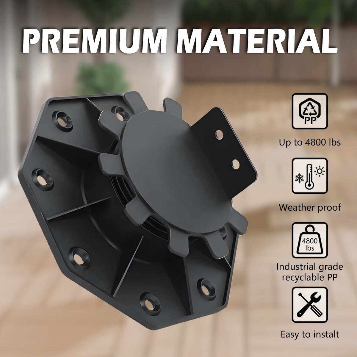 YHMYOALU deck foundation base height adjustment enables level decks.