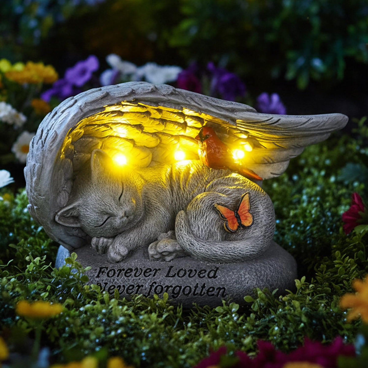 YHSOLAR cat memory memorial with angel wings symbolizing eternal peace
