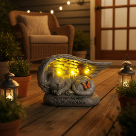 YHSOLAR garden cat marker with red cardinal accents for remembrance