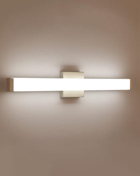 YHTlaeh vanity light in brushed nickel square 24in delivers even illumination for mirrors.