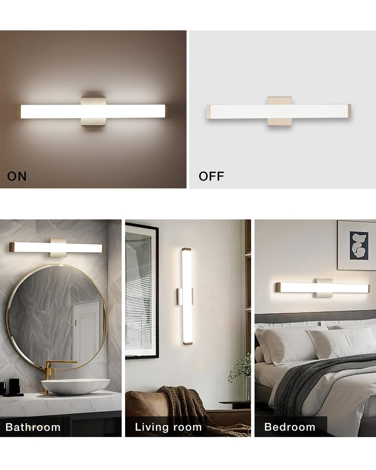 YHTlaeh vanity light soft up-down light creates gentle glow.